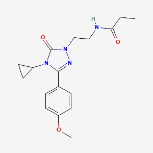 molecular formula C17H22N4O3 B2802585 N-{2-[4-cyclopropyl-3-(4-methoxyphenyl)-5-oxo-4,5-dihydro-1H-1,2,4-triazol-1-yl]ethyl}propanamide CAS No. 2309711-22-4