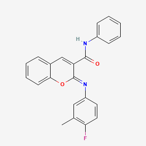 molecular formula C23H17FN2O2 B2802599 (2Z)-2-[(4-fluoro-3-methylphenyl)imino]-N-phenyl-2H-chromene-3-carboxamide CAS No. 1327168-49-9