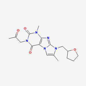 molecular formula C17H21N5O4 B2802604 4,7-Dimethyl-6-(oxolan-2-ylmethyl)-2-(2-oxopropyl)purino[7,8-a]imidazole-1,3-dione CAS No. 876674-29-2