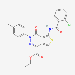 molecular formula C23H18ClN3O4S B2802619 ethyl 5-(2-chlorobenzamido)-3-(4-methylphenyl)-4-oxo-3H,4H-thieno[3,4-d]pyridazine-1-carboxylate CAS No. 851948-26-0