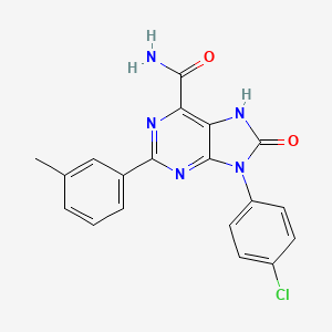 molecular formula C19H14ClN5O2 B2802640 9-(4-chlorophenyl)-2-(3-methylphenyl)-8-oxo-8,9-dihydro-7H-purine-6-carboxamide CAS No. 852453-10-2