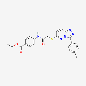 molecular formula C23H21N5O3S B2802647 Ethyl 4-(2-((3-(p-tolyl)-[1,2,4]triazolo[4,3-b]pyridazin-6-yl)thio)acetamido)benzoate CAS No. 852375-71-4