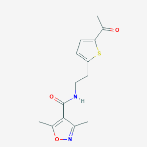 molecular formula C14H16N2O3S B2802649 N-(2-(5-acetylthiophen-2-yl)ethyl)-3,5-dimethylisoxazole-4-carboxamide CAS No. 2034596-30-8