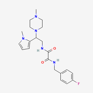 molecular formula C21H28FN5O2 B2802684 N'-[(4-fluorophenyl)methyl]-N-[2-(1-methyl-1H-pyrrol-2-yl)-2-(4-methylpiperazin-1-yl)ethyl]ethanediamide CAS No. 1049482-45-2