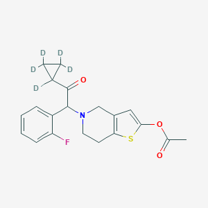 molecular formula C20H20FNO3S B028027 [5-[1-(2-Fluorophenyl)-2-oxo-2-(1,2,2,3,3-pentadeuteriocyclopropyl)ethyl]-6,7-dihydro-4H-thieno[3,2-c]pyridin-2-yl] acetate CAS No. 1127252-92-9