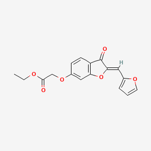 molecular formula C17H14O6 B2802728 (Z)-ethyl 2-((2-(furan-2-ylmethylene)-3-oxo-2,3-dihydrobenzofuran-6-yl)oxy)acetate CAS No. 620547-69-5