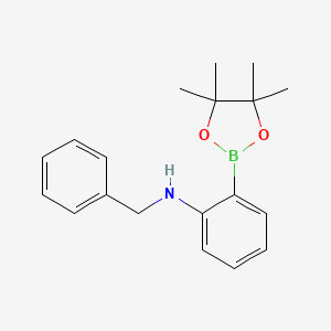 molecular formula C19H24BNO2 B2802738 N-benzyl-2-(4,4,5,5-tetramethyl-1,3,2-dioxaborolan-2-yl)aniline CAS No. 1535182-67-2