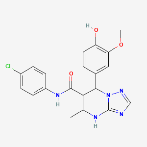 molecular formula C20H20ClN5O3 B2802739 N-(4-chlorophenyl)-7-(4-hydroxy-3-methoxyphenyl)-5-methyl-4,5,6,7-tetrahydro-[1,2,4]triazolo[1,5-a]pyrimidine-6-carboxamide CAS No. 1212174-92-9