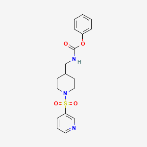 molecular formula C18H21N3O4S B2802755 Phenyl ((1-(pyridin-3-ylsulfonyl)piperidin-4-yl)methyl)carbamate CAS No. 1428373-99-2