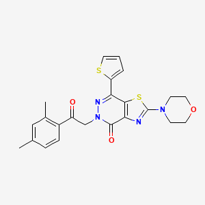 molecular formula C23H22N4O3S2 B2802759 5-(2-(2,4-dimethylphenyl)-2-oxoethyl)-2-morpholino-7-(thiophen-2-yl)thiazolo[4,5-d]pyridazin-4(5H)-one CAS No. 1021078-36-3