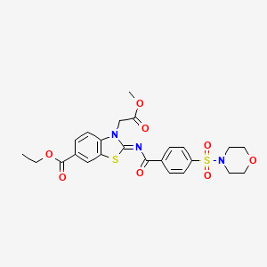 molecular formula C24H25N3O8S2 B2802805 ethyl (2Z)-3-(2-methoxy-2-oxoethyl)-2-{[4-(morpholine-4-sulfonyl)benzoyl]imino}-2,3-dihydro-1,3-benzothiazole-6-carboxylate CAS No. 887218-71-5
