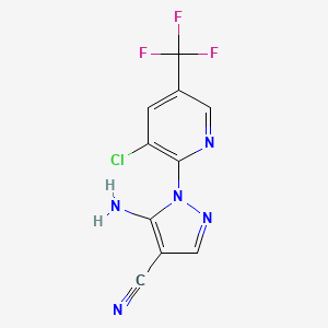 molecular formula C10H5ClF3N5 B2802822 5-amino-1-[3-chloro-5-(trifluoromethyl)-2-pyridinyl]-1H-pyrazole-4-carbonitrile CAS No. 94038-76-3