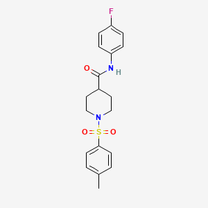 molecular formula C19H21FN2O3S B2802841 N-(4-fluorophenyl)-1-[(4-methylphenyl)sulfonyl]piperidine-4-carboxamide CAS No. 433956-74-2