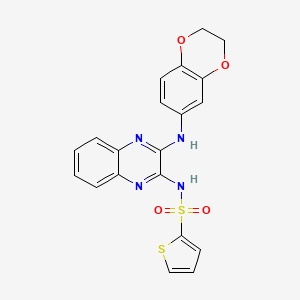 molecular formula C20H16N4O4S2 B2802850 N-{3-[(2,3-dihydro-1,4-benzodioxin-6-yl)amino]quinoxalin-2-yl}thiophene-2-sulfonamide CAS No. 325831-85-4