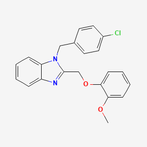 molecular formula C22H19ClN2O2 B2802862 1-[(4-CHLOROPHENYL)METHYL]-2-[(2-METHOXYPHENOXY)METHYL]-1H-1,3-BENZODIAZOLE CAS No. 1260806-15-2