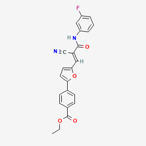 molecular formula C23H17FN2O4 B2802863 ethyl 4-[5-[(E)-2-cyano-3-(3-fluoroanilino)-3-oxoprop-1-enyl]furan-2-yl]benzoate CAS No. 368840-47-5