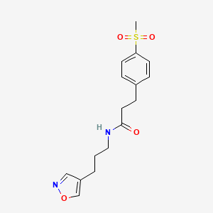 molecular formula C16H20N2O4S B2802865 3-(4-methanesulfonylphenyl)-N-[3-(1,2-oxazol-4-yl)propyl]propanamide CAS No. 1904194-50-8