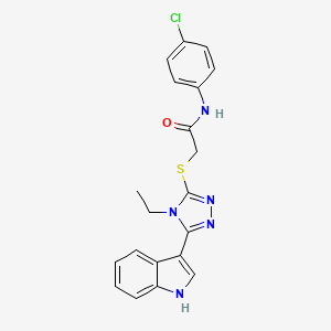 molecular formula C20H18ClN5OS B2802903 N-(4-chlorophenyl)-2-((4-ethyl-5-(1H-indol-3-yl)-4H-1,2,4-triazol-3-yl)thio)acetamide CAS No. 852143-78-3