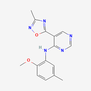molecular formula C15H15N5O2 B2802910 N-(2-methoxy-5-methylphenyl)-5-(3-methyl-1,2,4-oxadiazol-5-yl)pyrimidin-4-amine CAS No. 2034542-12-4