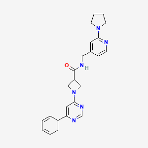 molecular formula C24H26N6O B2802935 1-(6-phenylpyrimidin-4-yl)-N-((2-(pyrrolidin-1-yl)pyridin-4-yl)methyl)azetidine-3-carboxamide CAS No. 2034620-18-1