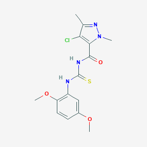 molecular formula C15H17ClN4O3S B280294 N-[(4-chloro-1,3-dimethyl-1H-pyrazol-5-yl)carbonyl]-N'-(2,5-dimethoxyphenyl)thiourea 