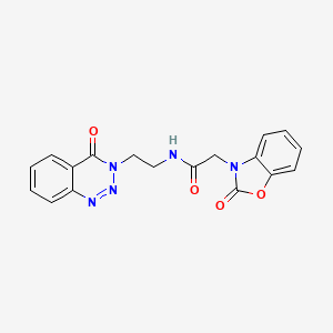 molecular formula C18H15N5O4 B2802940 N-(2-(4-oxobenzo[d][1,2,3]triazin-3(4H)-yl)ethyl)-2-(2-oxobenzo[d]oxazol-3(2H)-yl)acetamide CAS No. 2034274-17-2