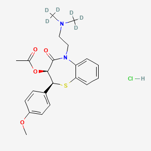 molecular formula C22H27ClN2O4S B2802942 (2S,3S)-3-(Acetyloxy)-5-(2-(dimethylamino-D6)ethyl)-2,3-dihydro-2-(4-methoxyphenyl)-1,5-benzothiazepin-4(5H)-on CAS No. 1309283-34-8