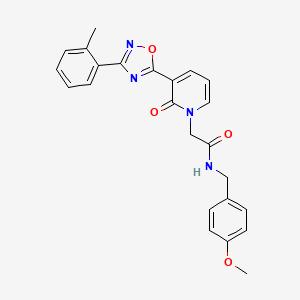 molecular formula C24H22N4O4 B2802952 N-[(4-methoxyphenyl)methyl]-2-{3-[3-(2-methylphenyl)-1,2,4-oxadiazol-5-yl]-2-oxo-1,2-dihydropyridin-1-yl}acetamide CAS No. 1251571-10-4