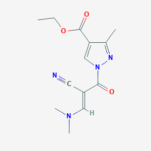 molecular formula C13H16N4O3 B2802960 ethyl 1-[(2E)-2-cyano-2-[(dimethylamino)methylidene]acetyl]-3-methyl-1H-pyrazole-4-carboxylate CAS No. 477713-80-7