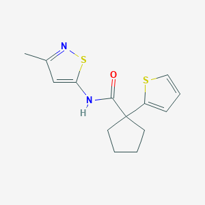 molecular formula C14H16N2OS2 B2802965 N-(3-methylisothiazol-5-yl)-1-(thiophen-2-yl)cyclopentanecarboxamide CAS No. 1207010-56-7