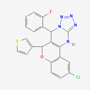 2-chloro-7-(2-fluorophenyl)-6-(thiophen-3-yl)-7,12-dihydro-6H-chromeno[4,3-d]tetrazolo[1,5-a]pyrimidine