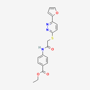 molecular formula C19H17N3O4S B2802986 Ethyl 4-(2-((6-(furan-2-yl)pyridazin-3-yl)thio)acetamido)benzoate CAS No. 872703-89-4