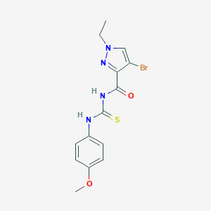 molecular formula C14H15BrN4O2S B280300 N-[(4-bromo-1-ethyl-1H-pyrazol-3-yl)carbonyl]-N'-(4-methoxyphenyl)thiourea 