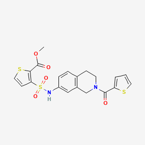 molecular formula C20H18N2O5S3 B2803003 methyl 3-(N-(2-(thiophene-2-carbonyl)-1,2,3,4-tetrahydroisoquinolin-7-yl)sulfamoyl)thiophene-2-carboxylate CAS No. 1251697-83-2