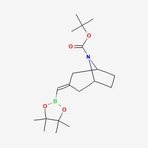 molecular formula C19H32BNO4 B2803015 tert-Butyl 3-((4,4,5,5-tetramethyl-1,3,2-dioxaborolan-2-yl)methylene)-8-azabicyclo[3.2.1]octane-8-carboxylate CAS No. 2365173-53-9