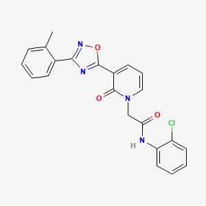 molecular formula C22H17ClN4O3 B2803025 N-(2-chlorophenyl)-2-(2-oxo-3-(3-(o-tolyl)-1,2,4-oxadiazol-5-yl)pyridin-1(2H)-yl)acetamide CAS No. 1251599-34-4