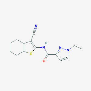 molecular formula C15H16N4OS B280304 N-(3-cyano-4,5,6,7-tetrahydrobenzo[b]thiophen-2-yl)-1-ethyl-1H-pyrazole-3-carboxamide 