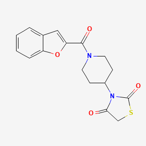 molecular formula C17H16N2O4S B2803047 3-[1-(1-benzofuran-2-carbonyl)piperidin-4-yl]-1,3-thiazolidine-2,4-dione CAS No. 2320683-57-4