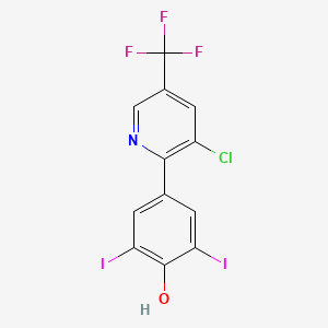 molecular formula C12H5ClF3I2NO B2803089 4-[3-chloro-5-(trifluoromethyl)pyridin-2-yl]-2,6-diiodophenol CAS No. 923200-10-6