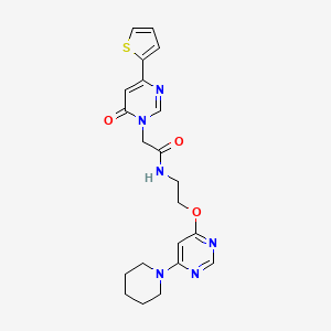 molecular formula C21H24N6O3S B2803096 2-(6-oxo-4-(thiophen-2-yl)pyrimidin-1(6H)-yl)-N-(2-((6-(piperidin-1-yl)pyrimidin-4-yl)oxy)ethyl)acetamide CAS No. 1251631-62-5