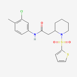 molecular formula C18H21ClN2O3S2 B2803123 N-(3-chloro-4-methylphenyl)-2-(1-(thiophen-2-ylsulfonyl)piperidin-2-yl)acetamide CAS No. 1105223-44-6