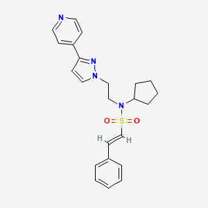 molecular formula C23H26N4O2S B2803150 (E)-N-cyclopentyl-2-phenyl-N-(2-(3-(pyridin-4-yl)-1H-pyrazol-1-yl)ethyl)ethenesulfonamide CAS No. 2035018-21-2