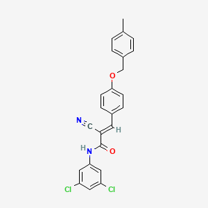molecular formula C24H18Cl2N2O2 B2803151 2-cyano-N-(3,5-dichlorophenyl)-3-{4-[(4-methylphenyl)methoxy]phenyl}prop-2-enamide CAS No. 380476-68-6