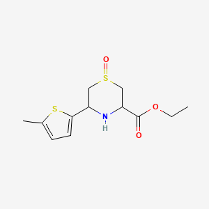 molecular formula C12H17NO3S2 B2803154 Ethyl 5-(5-methylthiophen-2-yl)-1-oxo-1,4-thiazinane-3-carboxylate CAS No. 2248260-15-1