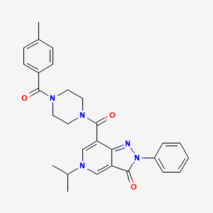 molecular formula C28H29N5O3 B2803160 5-isopropyl-7-(4-(4-methylbenzoyl)piperazine-1-carbonyl)-2-phenyl-2H-pyrazolo[4,3-c]pyridin-3(5H)-one CAS No. 1040647-57-1