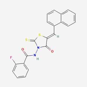 molecular formula C21H13FN2O2S2 B2803168 (Z)-2-fluoro-N-(5-(naphthalen-1-ylmethylene)-4-oxo-2-thioxothiazolidin-3-yl)benzamide CAS No. 356569-39-6