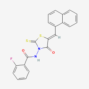 (Z)-2-fluoro-N-(5-(naphthalen-1-ylmethylene)-4-oxo-2-thioxothiazolidin-3-yl)benzamide