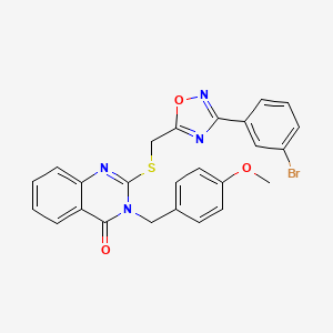 molecular formula C25H19BrN4O3S B2803171 2-(((3-(3-bromophenyl)-1,2,4-oxadiazol-5-yl)methyl)thio)-3-(4-methoxybenzyl)quinazolin-4(3H)-one CAS No. 2034477-07-9