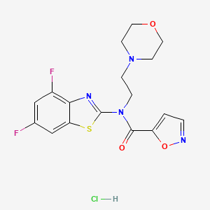 molecular formula C17H17ClF2N4O3S B2803216 N-(4,6-DIFLUORO-1,3-BENZOTHIAZOL-2-YL)-N-[2-(MORPHOLIN-4-YL)ETHYL]-1,2-OXAZOLE-5-CARBOXAMIDE HYDROCHLORIDE CAS No. 1185133-08-7