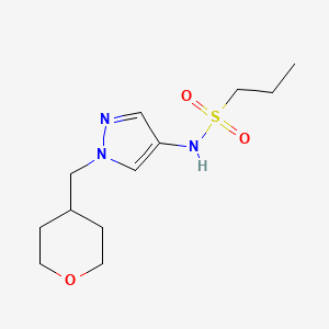 molecular formula C12H21N3O3S B2803227 N-(1-((tetrahydro-2H-pyran-4-yl)methyl)-1H-pyrazol-4-yl)propane-1-sulfonamide CAS No. 1706275-82-2